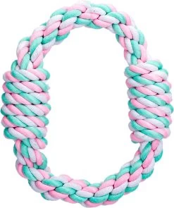 Nobleza Hondentouw Ring – Speeltouw Hond – Trektouw Hond – Flostouw Hond – Apporteerspeelgoed – Kauwspeelgoed Hond – Roze