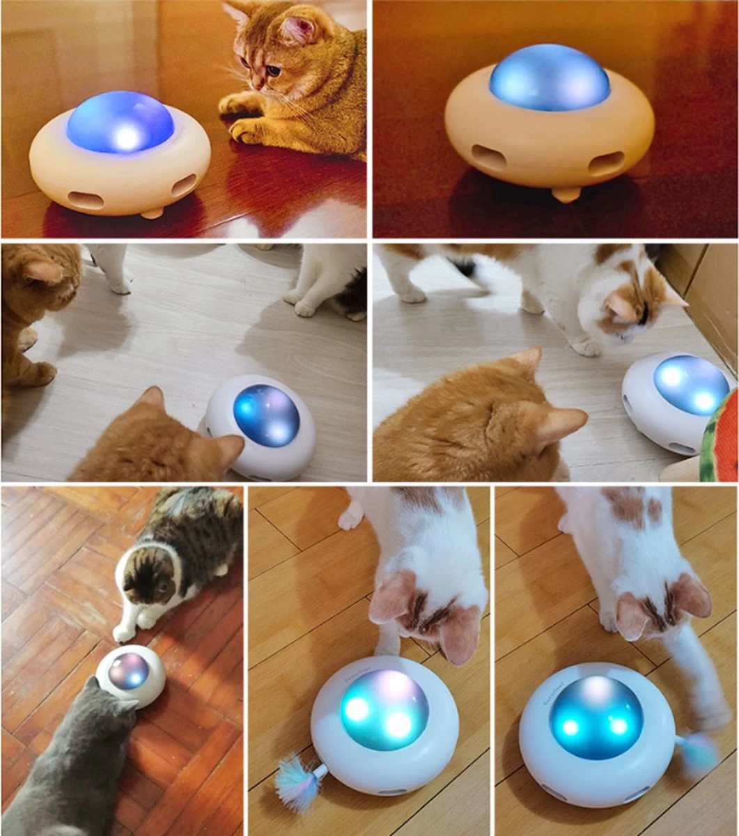 Ufo Huisdier Draaitafel Catching Training Slimme Speelgoed Vervangbare Veer Interactieve Cat Toy Smart Teaser Automatische Veer Teaser Kat Speelgoed 3 Ufo Huisdier Draaitafel Catching Training Slimme Speelgoed Vervangbare Veer Interactieve Cat Toy Smart Teaser Automatische Veer Teaser Kat Speelgoed
