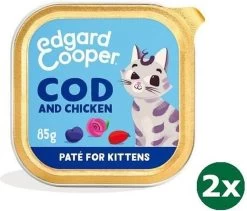 Edgard & Cooper Kitten Pate Kabeljauw / Kip Kattenvoer 2x 16×85 Gr