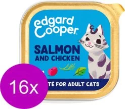 16x Edgard & Cooper Adult Paté Kuipje Kip & Zalm – Kattenvoer – 85g