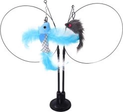 Kattenspeelgoed – Dubbele Teaser Op Standaard – Interactieve Kat Speelgoed – Kattenspeeltjes – Met Vis & Muis