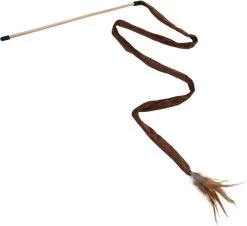Nobleza Kattenhengel Met Veer – Kattenspeelgoed – Speelhengel Kat – Speelstok Kat – Katten Speelhengel – Kattenspeelstok – Hengel Kat – Knisperend Kattenspeeltje – Bruin