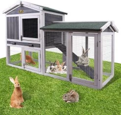 Nobleza 40B45 – Konijnenhok – 147 X 52 X 85 Cm – Kippenhok – Wit/Grijs