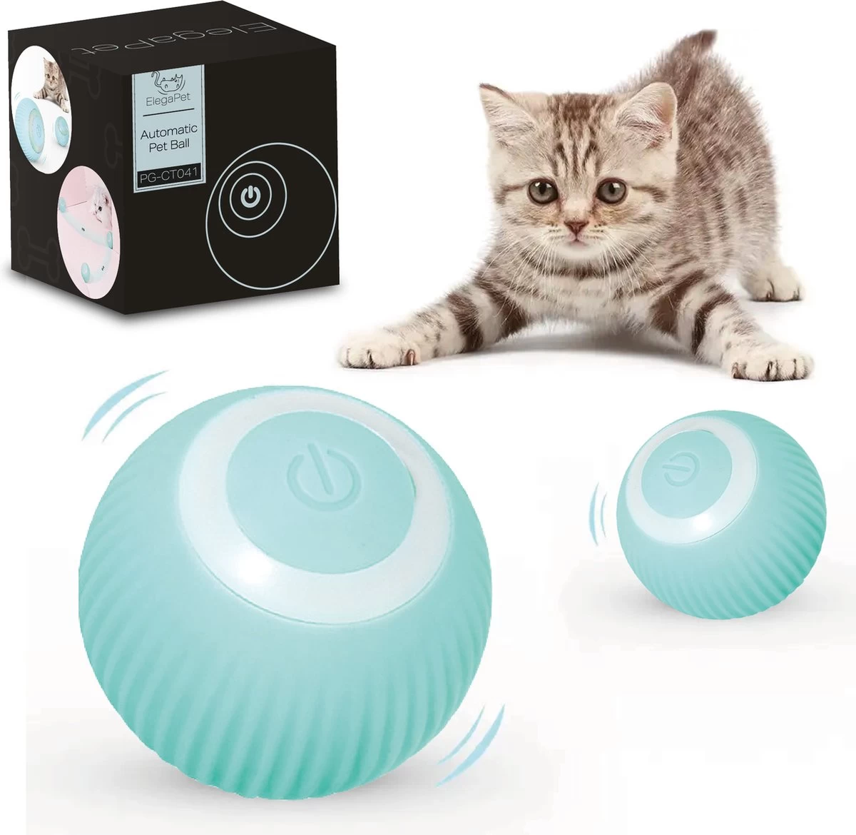 ElegaPet Interactieve Zelfrollende Speelgoed Bal Voor Katten Turquoise – Smart Katten Speelgoed Met USB Oplaadkabel 3 ElegaPet Interactieve Zelfrollende Speelgoed Bal Voor Katten Turquoise – Smart Katten Speelgoed Met USB Oplaadkabel