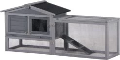 Topmast Konijnenhok Sunshine – Grijs – 155 X 53 X 70 Cm – Kippenhok – Konijnenkooi – Konijnenren – Konijnenhok Voor Buiten – Met Uitloopren