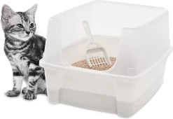 Kattenbak Met Hoge Zijwanden, Geen Lekkende Kattenbakvulling, Afneembare Hoge Rand, Instaphoogte: 15 Cm, Incl. Schepje, Voor Katten – Kattenbak