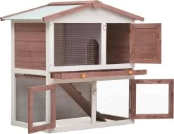 VidaXL Konijnenhok Voor Buiten Met 3 Deuren Hout Bruin
