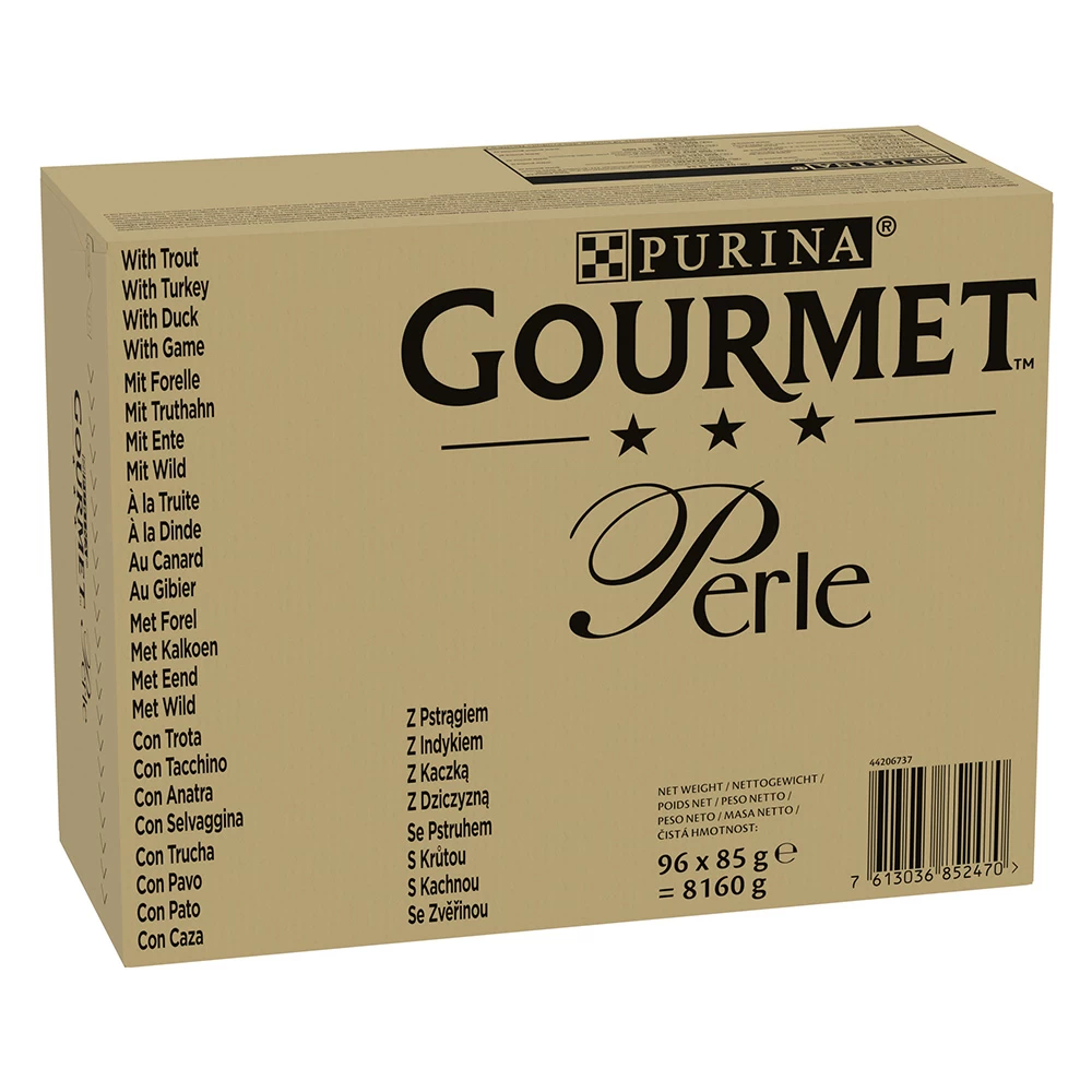Gourmet Perle Kattenvoer Voordeelpakket 96 X 85 G – Forel, Kalkoen, Eend, Wild