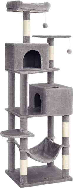 Krabpaal – Krabpaal Voor Katten – Kattenmand – Kattenhuis – Kattenmeubel – 60 X 49 X 191 Cm – Grijs