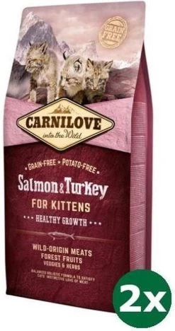 Carnilove Salmon / Turkey Kittens Kattenvoer 2x 6 Kg