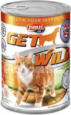 Get Wild – Kattenvoer – Blikvoer – Natvoer – Adult – Chicken & Apple – 10 X 415g