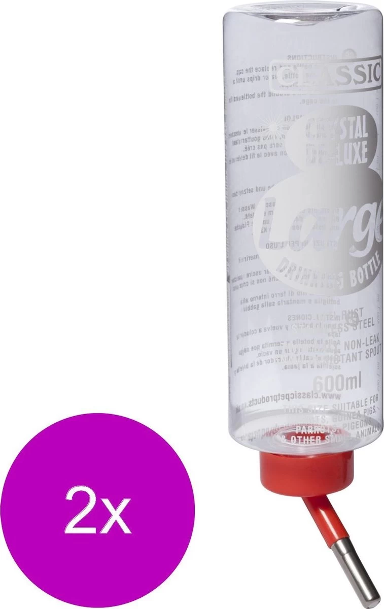 Classic Drinkfles Konijn Plastic – Waterfontein – 2 X 600 Ml 3 Classic Drinkfles Konijn Plastic – Waterfontein – 2 X 600 Ml