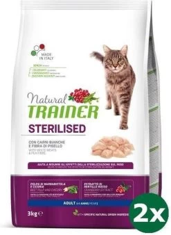 Natural Trainer Cat Sterilised White Meat Kattenvoer 2x 3 Kg