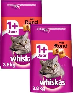 Whiskas Brokjes Adult Rund – Kattenvoer – 2 X 3,8 Kg